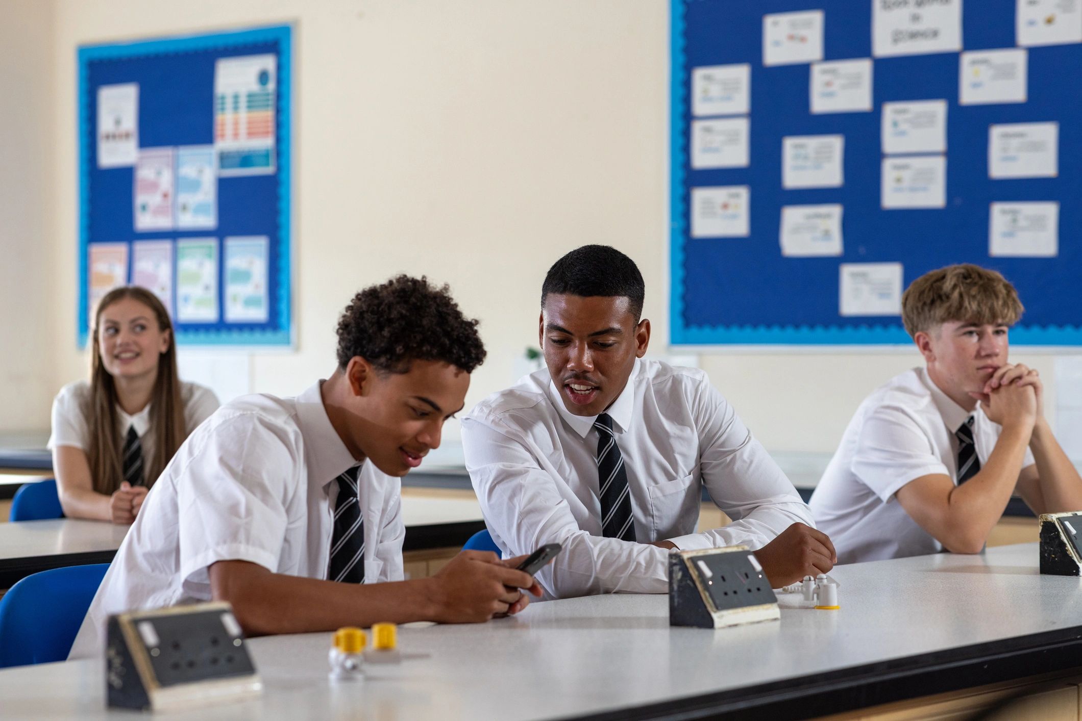 Students in a school classroom before class begins